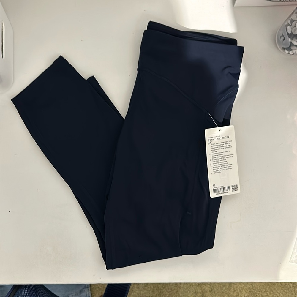 Lululemon Power Thru High Rise Tight 23 inch navy size 12 NWT